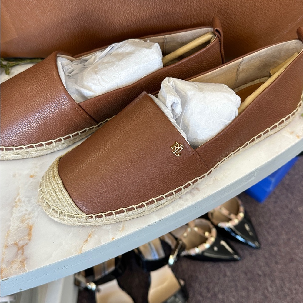 Ralph Lauren Brown Leather Espadrilles